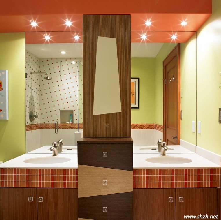 清新日式原木色雙洗手盆設(shè)計